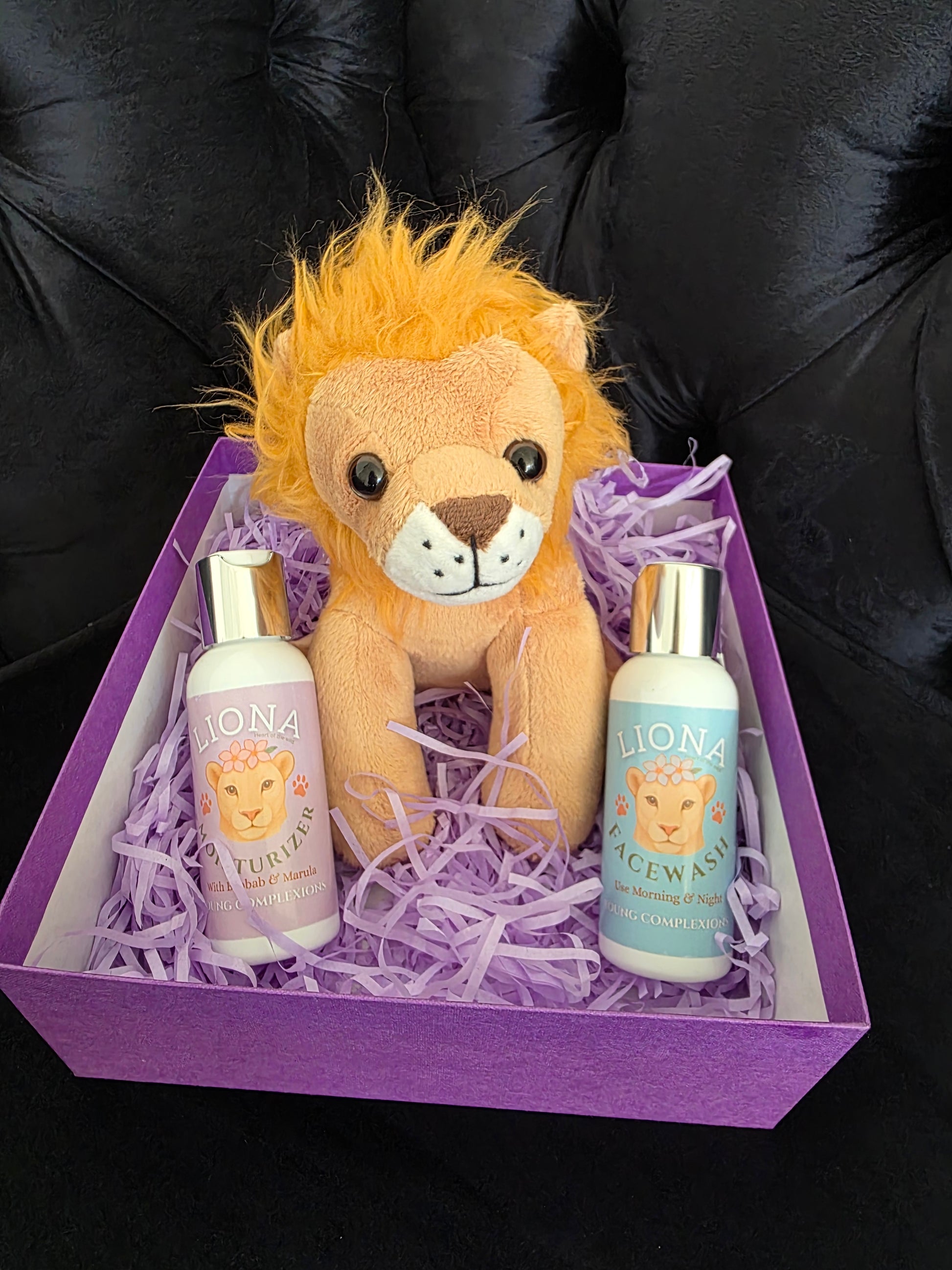 Lion Plush Toy, Facewash and Moisturizer- Gift set