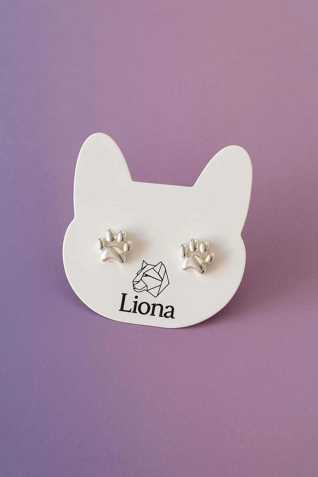 Liona Silver Paw Print Earrings
