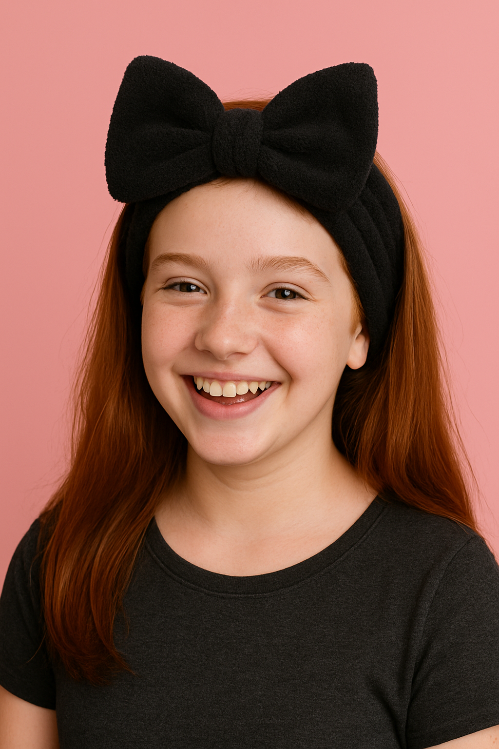 Plush Black Bow Headband